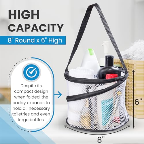 Handy Laundry Foldable Shower Caddy - Collapsible, Portable, Drainage Hole, Carry Handle, Large Compartments, Great Organizer for Camp, Travel, Gym, and Dorm (Black) (Pack of 2) - color: Black, size: Small (Pack of 2)