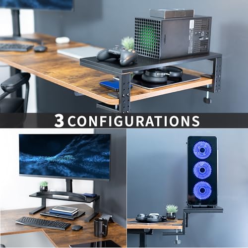 VIVO Clamp-on 22 inch Desk Extension Shelf for Gaming PC, Ergonomic Computer Monitor and Laptop Riser, Printer Stand, Versatile with Freestanding Feet Included, Desktop Organizer, DESK-SHELF22B - size: 22"