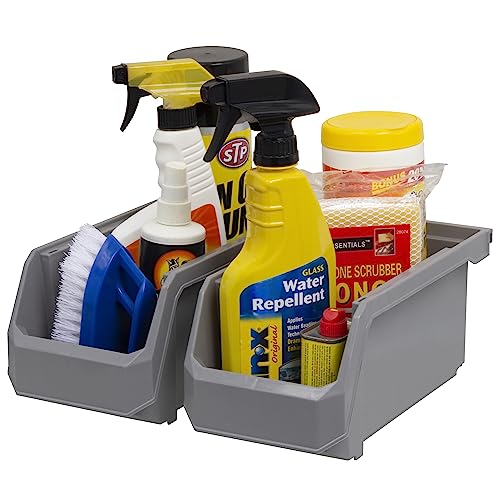 ReadySpace Plastic Containers for Organizing and Storage Bins for Closet, Kitchen, Office, Garage or Pantry Organization, Stackable Bins, Medium (11" x 5" x 5.5"), 8-Pack, Grey - color: Grey, size: Medium, 8-Pack