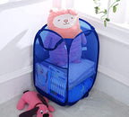 Larpur Mesh Laundry Basket, Pop up Laundry Hamper with Handles, Collapsible Clothes Basket for Travel, College, Dorm, Royal Blue - color: Royal Blue