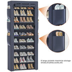 OYREL Shoes Rack 10 Tier Tall Shoe Rack with Storage Pockets, Fabric Covered Shoe Racks,Metal Shoes Rack Organizer for Closets,Bedroom, Garage - color: Grey