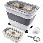 Rice Storage Container, Collapsible Airtight Food Storage Containers 20-30lbs with Clear Lid and Wheels, Rice Dispenser with Scoop for Flour Cereal Pasta Grain, Cat Pet Bird Dog Food Storage Container - size: 10-30 Lbs