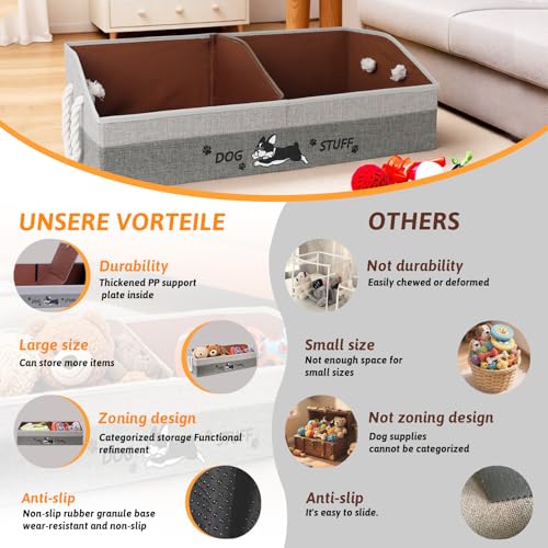Large Dog Toy Basket with Handles, 28.5" Collapsible Multi-Purpose Hard Board Dog Toy box, Clothes, Cute for Living Room Area (Gray,Coffee) - color: Gray,Coffee