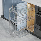 ROOMTEC Pull Out Spice Rack for Narrow Cabinet (8½" W X 20½" D),3 Tier Slide Out Cabinet Organizer and Pull Out Shelves Under Cabinet Storage for Kitchen, Chrome - size: 8½" W X 20½" D,3 Tier