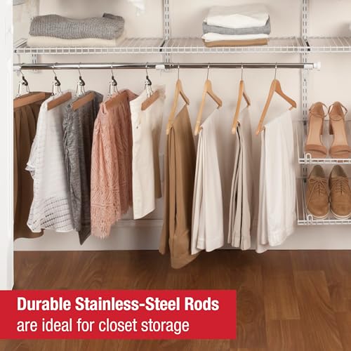 Rubbermaid Configurations Custom Closet Kit 6-10 Ft. Adjustable Metal Wire Shelving White Finish Expandable Organization System Hardware Included for Home Closet/Pantry/Laundry/Mudroom - color: White, size: 6-10 Feet