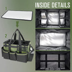 SCAVATA Wearable Cleaning Caddy Organizer with Handle & Shoulder Straps for Housekeepers, Under Sink & Car Cleaning Tool Organizer Bag with 4 Foldable Dividers (Green) - color: Green