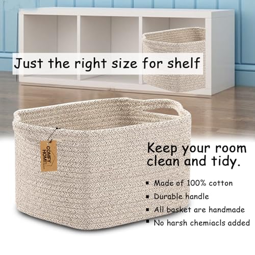 COMFY-HOMI Storage Basket for Shelves, Woven Baskets for Storage, Cotton Rope Basket for Toys,Towel Baskets, Toy Storage Organizer, Storage Cube Bin, Organization and Storage-All Brown - color: All Brown, size: 13.5"X11"X9.5"