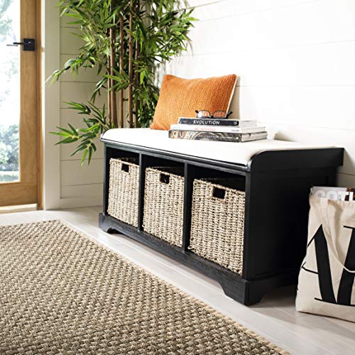 Safavieh American Homes Collection Lonan Grey and White Wicker Storage Bench - color: Black