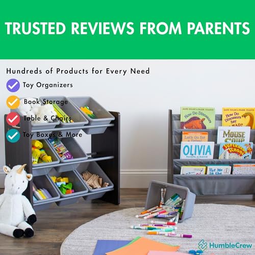 Humble Crew 9-Bin Toy Organizer – Sumatra Espresso/Grey Plastic Bins, 3-Tier Storage Solution for Kids' Playrooms and Nurseries - color: Espresso/Grey
