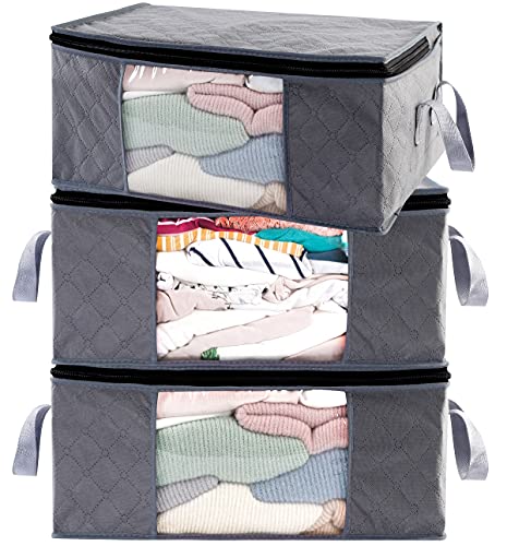 Storage Bins Storage Bags Closet Organizers Sweater Storage Clothes Storage Containers, 3pc Pack, Gray (G01) - color: Gray