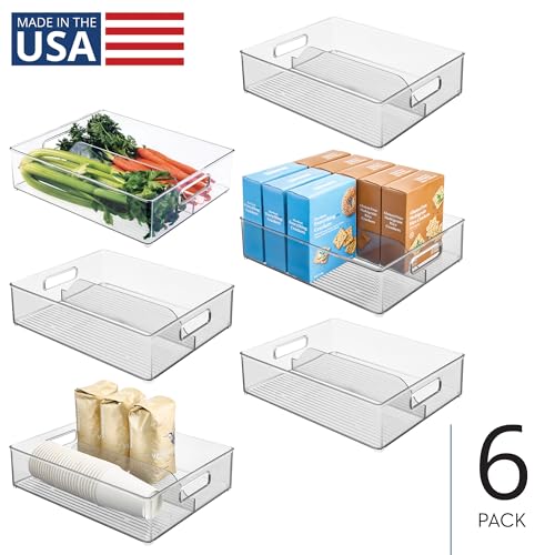 iDesign Divided Pantry Bin with Handles for Pantry, Refrigerator, or Freezer - Set of 6 - Clear - style: Pack of 6