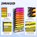11-Tier Wall File Organizer, Wall File Holder Mesh Mail Organizer for Papers, Folders, Letters, Magazine Rack for Office Home Classroom, Black 2 Pack