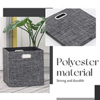 Cube Storage Bins 13×13 Inch Linen Foldable Box with Handles, Collapsible Organization Basket Set of 4 Large Capacity Drawer for Closet Shelf Cabinet Bookcase Bedroom, Black - color: Black