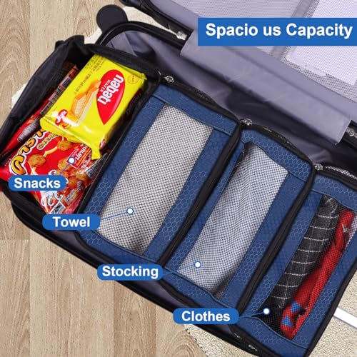 Olosar Suitcase Organizer, Travel Luggage Organizer Portable Hanging Travel Shelves Collapsible Hanging Packing Cubes for Carry on Suitcase - color: Navy blue-S, size: Small