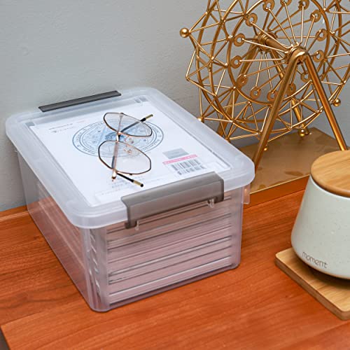 Citylife 4 Packs Small Storage Bins with Lids 3.2 QT Plastic Storage Containers for Organizing Stackable Clear Storage Boxes - color: Clear White, size: 3.2 QT(4 Pack)