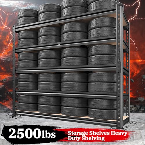 REIBII Garage Shelving 72''H Storage Shelves,Metal Shelving 5 Tier Shelves Adjustable Pantry Shelf for Closet Pantry Basement Kitchen Warehouse 72" H x 40" W x 20" D,2500LBS - size: 20"D x 40"W x 72"H