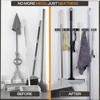 Heavy-Duty Stainless-Steel Broom Holder Wall Mount with 4 Racks and 5 Hooks | Rust Resistant Mop and Broom Hanger | Adjustable, Garage & Garden Tool Organizer | Silver Color - size: 4 Racks & 5 Hooks