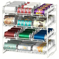 4 Tiers Stackable Can Rack Organizer, Wear-resistant Upgrade Beverage Food Can Dispenser Holder Holds up to 48 Cans for Kitchen Cabinet and Pantry (White) - color: white