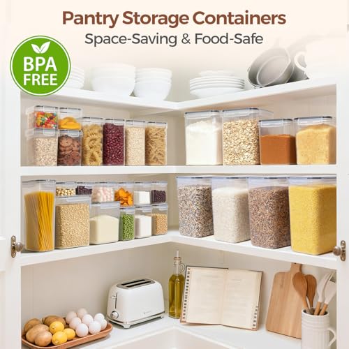ComSaf Food Storage Containers with Lids Set of 3 (2L/2.1Qt) (1.4L/1.5Qt) (0.8L/0.8Qt), Airtight Food Storage Container, Plastic Canister Sets for Kitchen, Pantry Organizer for Sugar, Cereal and Snack - size: 2.1Qt/1.5Qt/0.8Qt-Rectangle