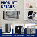 2 Pack Legal Size Wall Amount Pocket File Holder Metal Mesh Hanging Wall File Organizer Black Single File Pocket Wall Mounted Mail Organizer Magazine Rack for Office Home School 15.7" L x6.9" Wx3.4" H