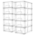 Vtopmart 10 Pack Stackable Storage Drawers,Clear Acrylic Drawer Organizers with Handles, Easily Assemble Containers for Fridge, Bathroom,Kitchen Undersink,Cabinet,Pantry Organization and Storage - size: 10Pack 4.4"H-with Dividers