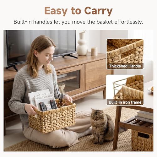 StorageWorks Wicker Basket, Baskets for Organizing, Storage Basket with Built-in Handles, Water Hyacinth Shelves (Medium 2-Pack, Natural Hyacinth) - color: Natural (Water Hyacinth), size: 2x 13¼"L x 8¼"W x 7"H