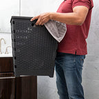 Mind Reader 61L Foldable Laundry Hamper, Clothes Basket, Lid, Wicker Design, Plastic, 18"L x 14.5"W x 21.25"H, Black - color: Black