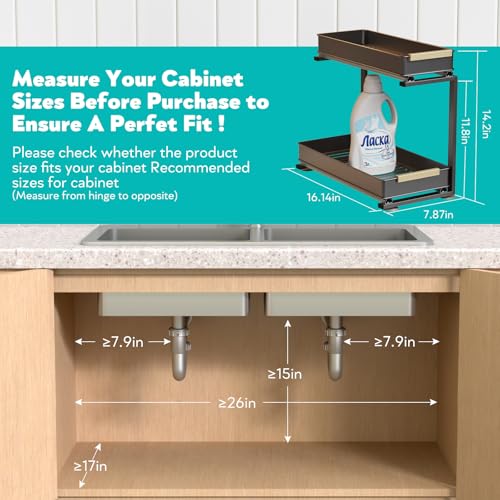 AndUp Under Sink Organizer, 2 Tiers Pull Out Bathroom Organizers and Storage, Slide Out Cabinet Organizer Shelf for Kitchen Bathroom, Multi-Purpose Collection Organizer Drawer Shelf (Gray, 1pcs) - color: Gray, size: 1pcs