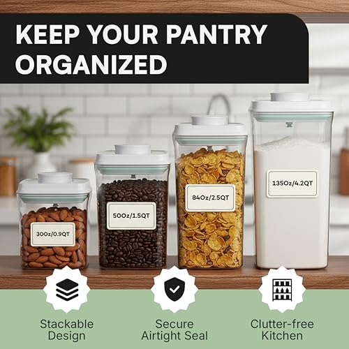 Bop Top Airtight Food Storage Containers with Lid 6 Cups / 50 oz | Kitchen Canister Sets | Air Tight Pantry Container | Pop Top Dry Food Storage Containers for Snacks, Sugar, Flour, Baking, Pasta - color: 50 oz