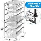 Simple Houseware Stackable 3 Tier Sliding Basket Organizer Drawer, Chrome - color: Chrome, size: 3-tier