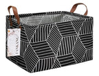 FANKANG Storage Basket,Nursery Hamper Canvas Laundry Basket Foldable with Waterproof PE Coating Storage, Office, Bedroom, Clothes,Toys (Rec-Black Cube) - color: FK-Rec-Black Cube