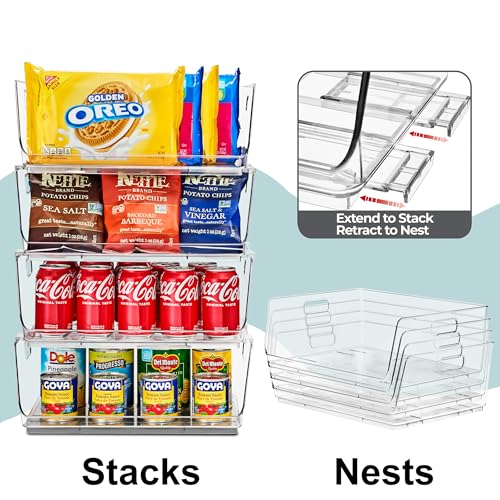 Sorbus Stackable Storage Bins Open Front, Clear Stackable Storage Bins, Pantry Bins for Storage and Organization, Acrylic Stackable Bins for Kitchen, Clear Pantry Organizer Bins (Large 8 Pack) - size: Large, style: 8 Pack
