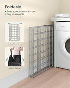 SONGMICS Laundry Hamper, 23.8 Gal. (90L) Laundry Basket, Collapsible Clothes Hamper, Removable and Washable Liner, Metal Wire Frame, for Bedroom Bathroom, Silver and Classic Black ULCB190B01 - color: Silver + Classic Black, size: 90 L