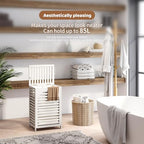 FILWH Laundry Hamper with Lid (16.9 * 13 * 26.5inches) Large Bamboo Laundry Bin Basket 85L Clothes Hamper with 1 Removable Bag Storage baskets for Bathroom (White) - color: White