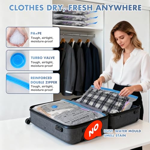 BoxLegend 20 Pack Travel Vacuum Storage Bags with Wireless USB Electric Pump (1200mAh) 4 Sizes for Luggage, Suitcase & Backpack Must-Have Travel Essentials Save 80% Space for Clothes & Packing - size: TRAVEL 20 PACK-Electric Pump