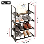 Upgrade Stackable Small Shoe Rack, 4-Tier Shoe Shelf Storage Organizer with Handle for Entryway, Hallway and Closet (Black) - size: 4-Tier(Black)
