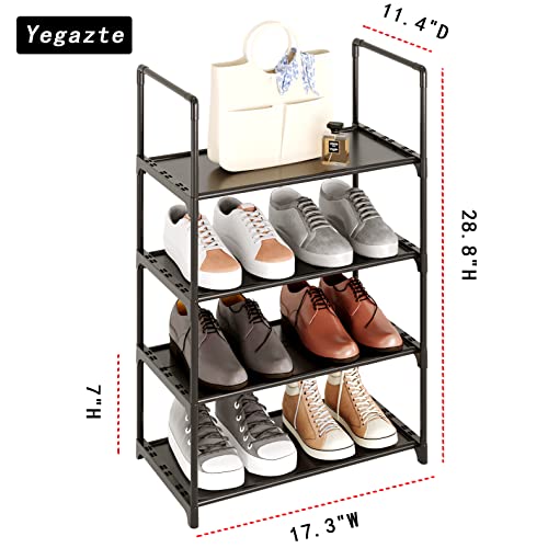 Upgrade Stackable Small Shoe Rack, 4-Tier Shoe Shelf Storage Organizer with Handle for Entryway, Hallway and Closet (Black) - size: 4-Tier(Black)