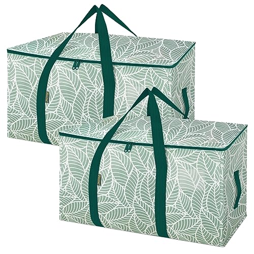 BALEINE 2-Pack Oversized Moving Bags with Reinforced Handles, Heavy-Duty Storage Tote for Clothes, Moving Supplies (Antique Folidage, 2-Pack) - color: Antique Folidage, size: 2-Pack