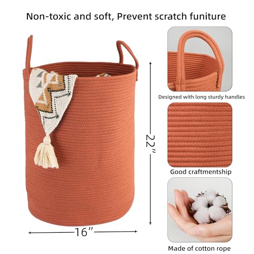 XUANGUO Cotton Rope Laundry Basket Hamper for Clothes Woven Storage Basket for Living Room Bedroom Boho Tall Rope Baskets for Blanket Toys Pillow Towels Baby Nursery Hamper Bin Large rustic - color: rustic, size: Large