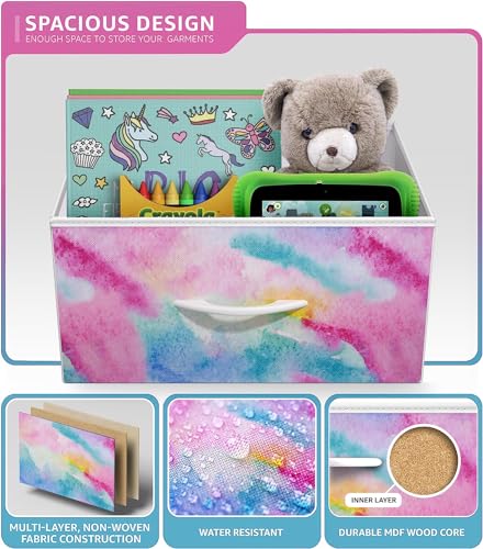 Sorbus Kids Dresser with 8 Drawers - Storage Chest Organizer Unit Nightstand - Steel Frame, Wood Top, Tie-Dye Fabric Bins for Clothes - Wide Furniture for Bedroom, Hallway, Nursery, Closet, Apartment - color: Watercolor, style: 8-Drawer