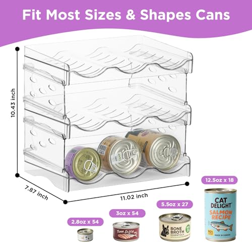 REFLYING Cat Food Can Organizer, Can Organizer for Pantry，Transparent Cat Food Storage Container Holds 54 (3.5oz) Cans, Canned Food Organizer and Storage for Countertop Kitchen Cabinet (3 Layers) - color: 3 Tier-3 Layer