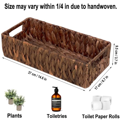 Handwoven Wicker Storage Basket-Hyacinth Material,Toilet Paper Holders with Handles,Storage Baskets for Organizing Living Room,Bedroom,Closet