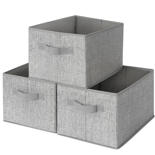 GRANNY SAYS Storage Baskets for Shelves, Closet Storage Bins with Handles, Fabric Organizers and Storage Bins, Storage Boxes for Clothes, Gray, Medium, 3-Pack - color: Ash Gray, size: Medium