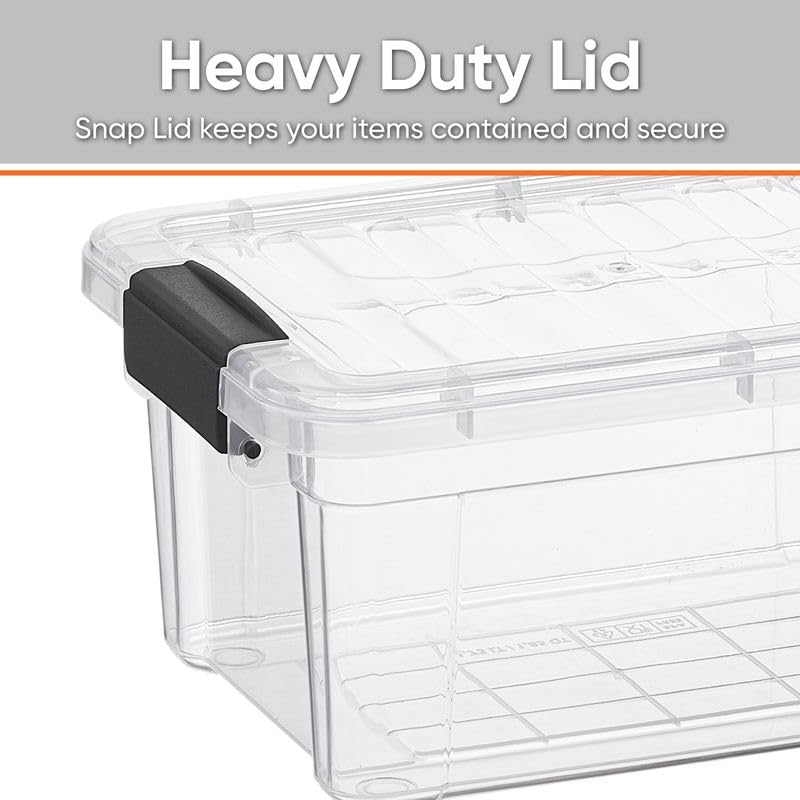 Superio Clear Plastic Storage Bin with Lid, 3.5 Qt, Non-Toxic, BPA Free, Odor Free, Organizer Storage Box, Stackable Plastic Tote for Home, Garage, School, and Office, X-Small - size: 9.75" x 6.6" x 4.75"