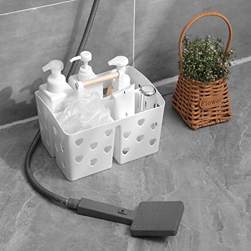 Anyoifax Portable Shower Caddy Plastic Basket Organizer Divided Bathroom Storage Tote With Handle for College, Dorm Room, Kitchen, White - color: White