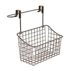 Spectrum Grid Medium Over Cabinet Hanging Basket & Towel Bar for Inside The Kitchen Bath Storage, Easy Install Cabinet Door Wire Metal Basket Hanger with Towel Holder for Kitchen Bathroom, Bronze
