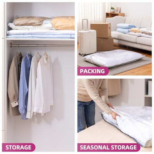 TAILI 8 Pack Vacuum Storage Bags, XXL Jumbo (47x39 Inch), Vacuum Sealed Bags for Comforter and Blankets, Bedding, Clothing, Giant Space Saver Bags for Huge Stuffed Toy - size: 8 XXL