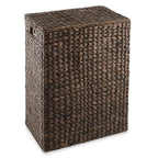 Casafield Large Laundry Hamper with Lid and Removable Liner Bag - Espresso Dark Brown, Woven Water Hyacinth Rectangular Laundry Basket Clothes Sorter - color: Espresso