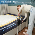 Bed Rails for Elderly Adults Safety - Adjustable Bed Assist Rail for Seniors Fall Prevention with Support Leg, Bedside Grab Bar Cane with Storage Pocket, Fits King, Queen, Full, Twin Bed