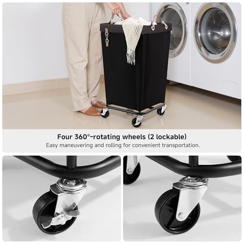 StorageWorks 110L Laundry Basket with Wheels, Large Rolling Hampers for Clothing Organizer, Dirty Clothes Basket for Hotel, Home, Closet, Dorm, Black - color: Black, size: 110L